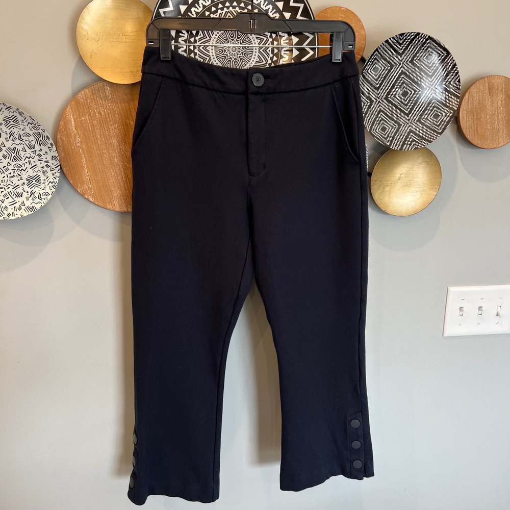 Cabi Keen Kick Flare Crop Button Hem Ponte Pants 6043 Womens Size 6